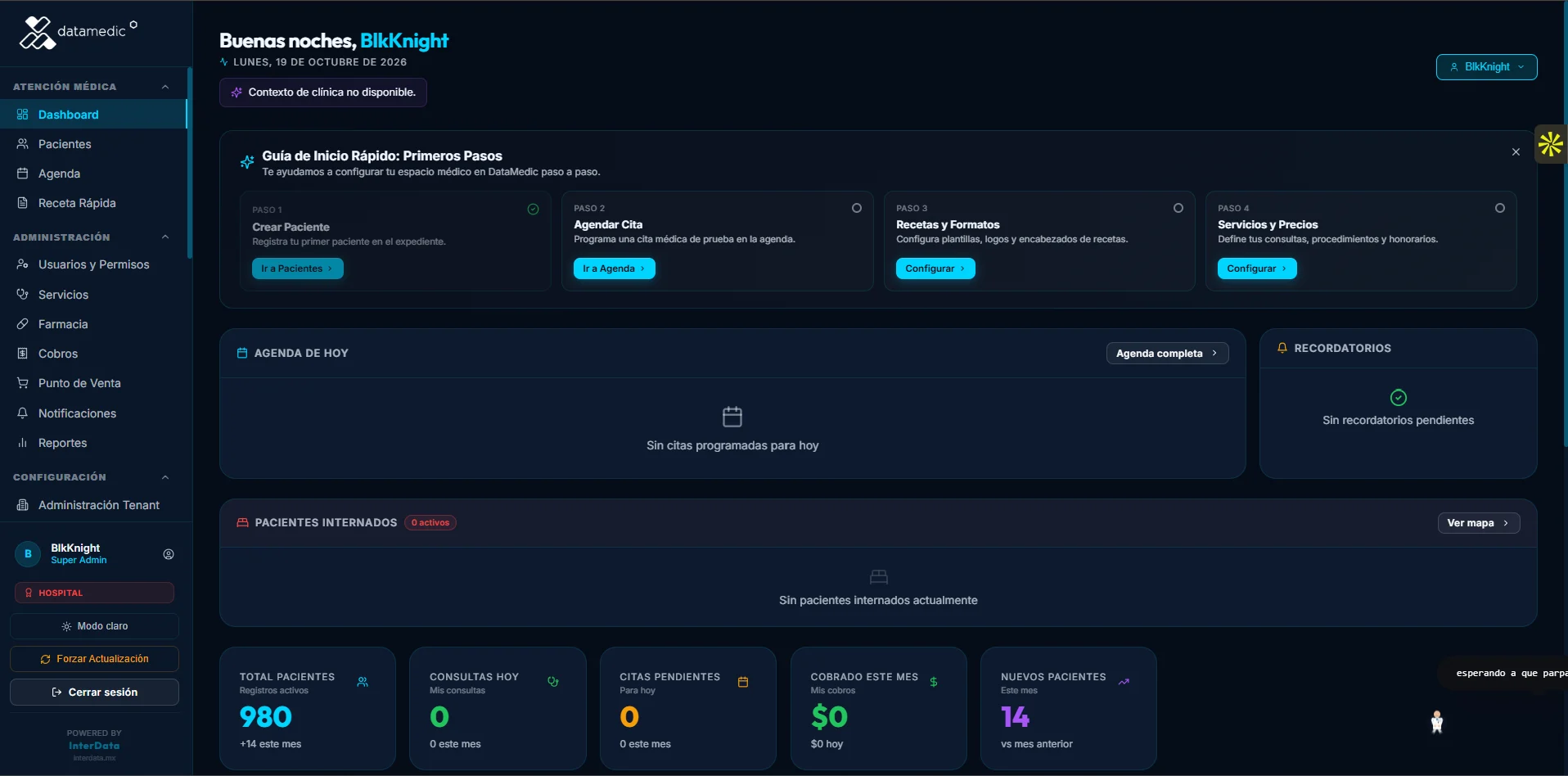 Dashboard interface showing business metrics and analytics with cards displaying data, charts, and navigation sidebar